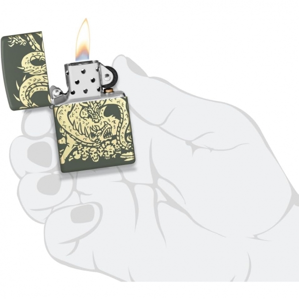 Zippo Dragon Yeil Mat Tasarm akmak