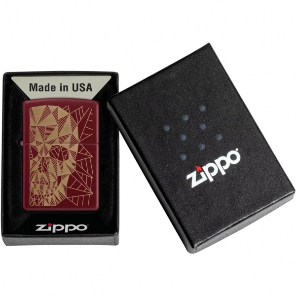 Zippo Geometrik Kafatas Tasarml Merlot akmak
