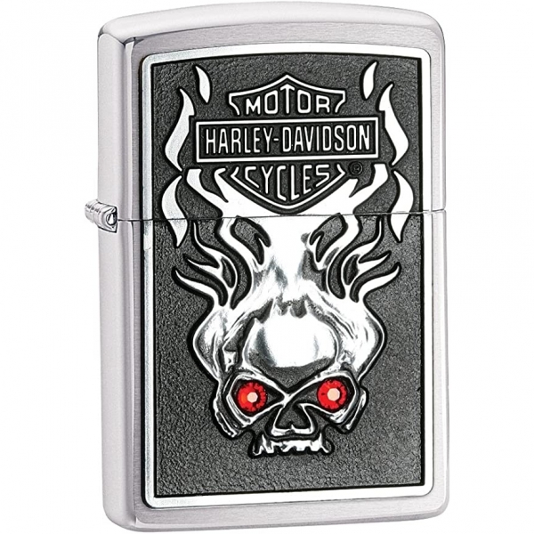 Zippo Harley Davidson Kafatas Kristal Amblem akmak