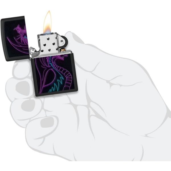 Zippo Siyah Light Dragon Karanlkta Parlayan akmak