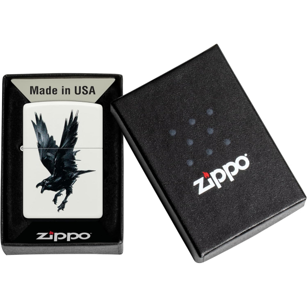 Zippo Raven Bird Beyaz Mat akmak 