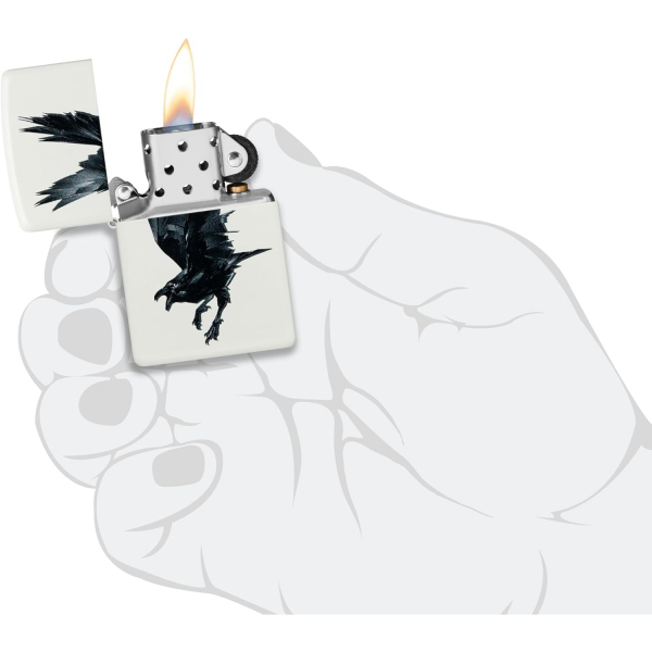 Zippo Raven Bird Beyaz Mat akmak 
