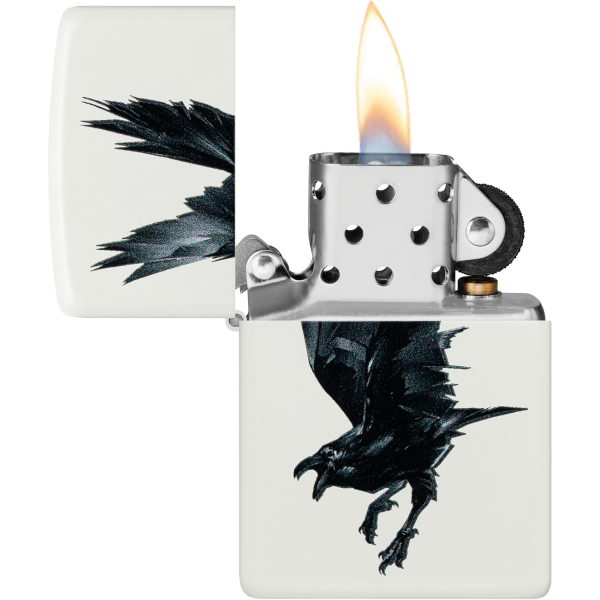 Zippo Raven Bird Beyaz Mat akmak 