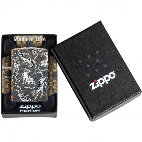 Zippo Beyaz Kaplan Desenli Mat akmak