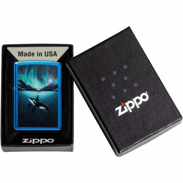 Zippo Whale Design Mavi akmak