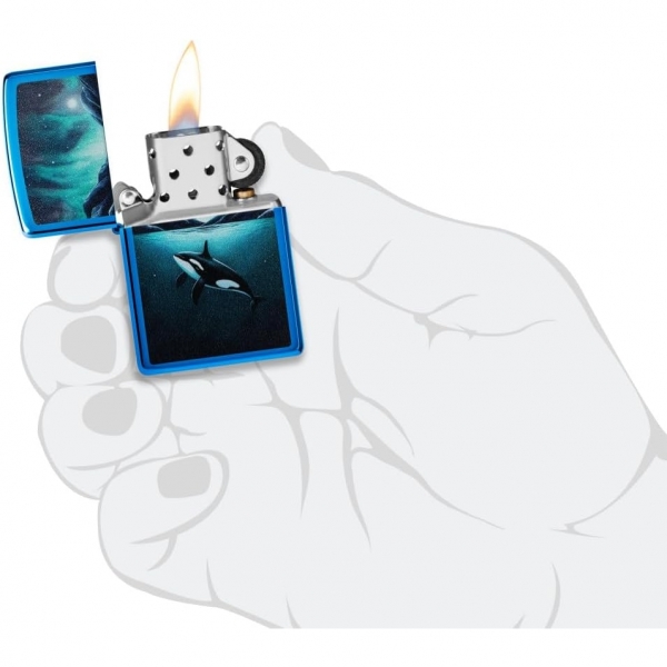 Zippo Whale Design Mavi akmak