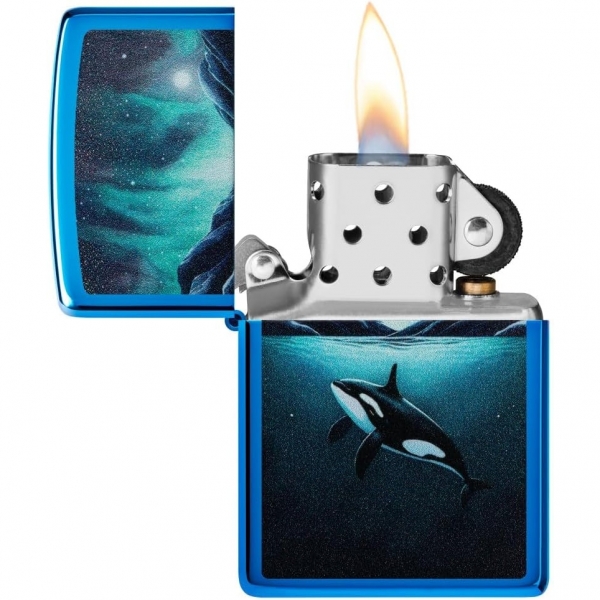 Zippo Whale Design Mavi akmak