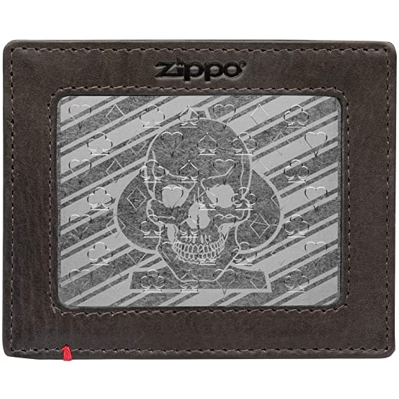 Zippo Maa Kafatas Minimalist Deri Czdan