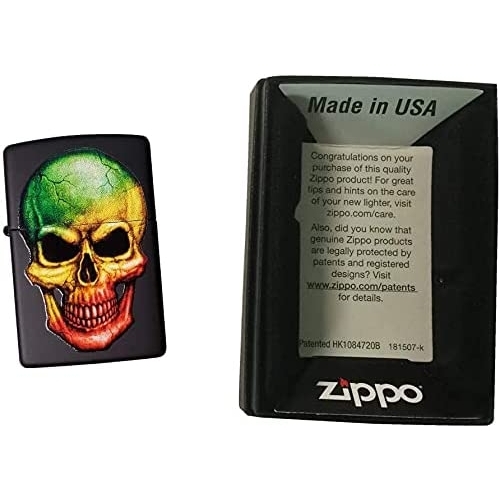 Zippo Rasta Renkli Kafatas akmak