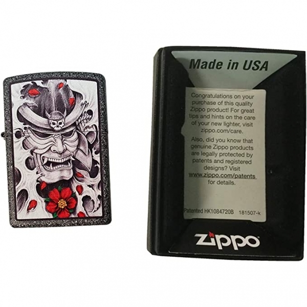 Zippo Red Flower Samurai Oni Maske akmak