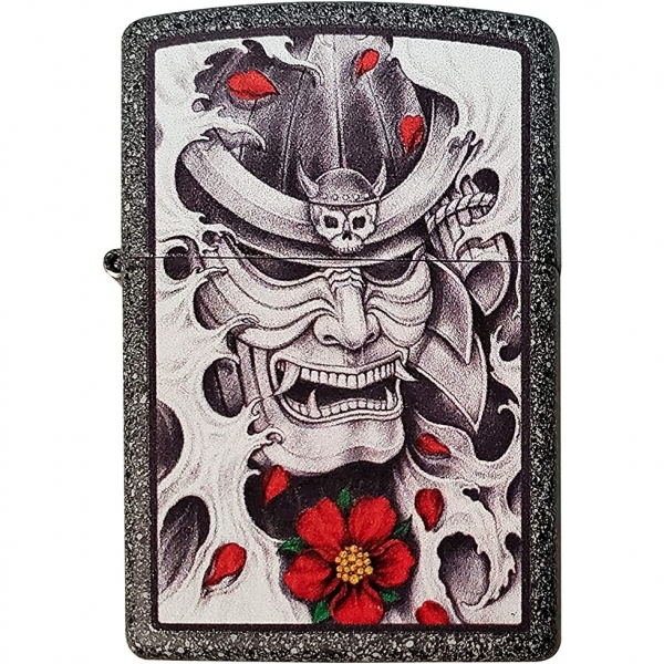 Zippo Red Flower Samurai Oni Maske akmak