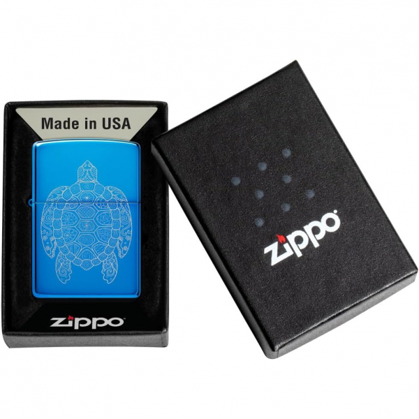 Zippo Zen Turtle Parlak Mavi akmak