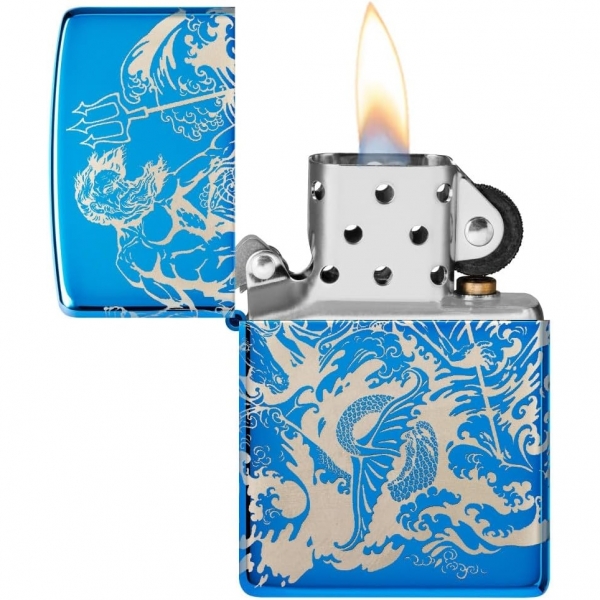 Zippo Atlantis Tasarm Parlak Mavi Cep akma