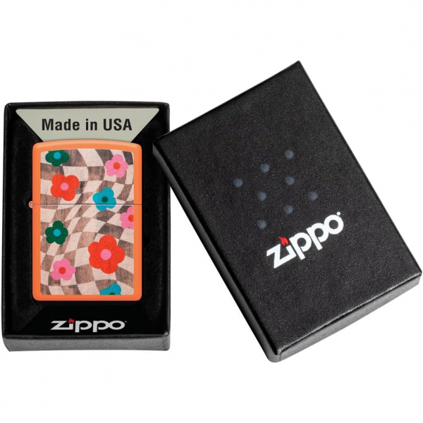 Zippo Turuncu iekler akmak 