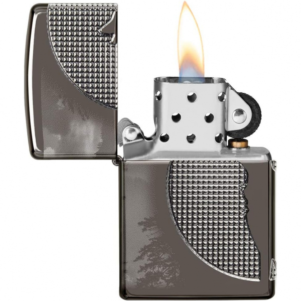 Zippo Siyah Buz Kurt Ay Tasarm akmak