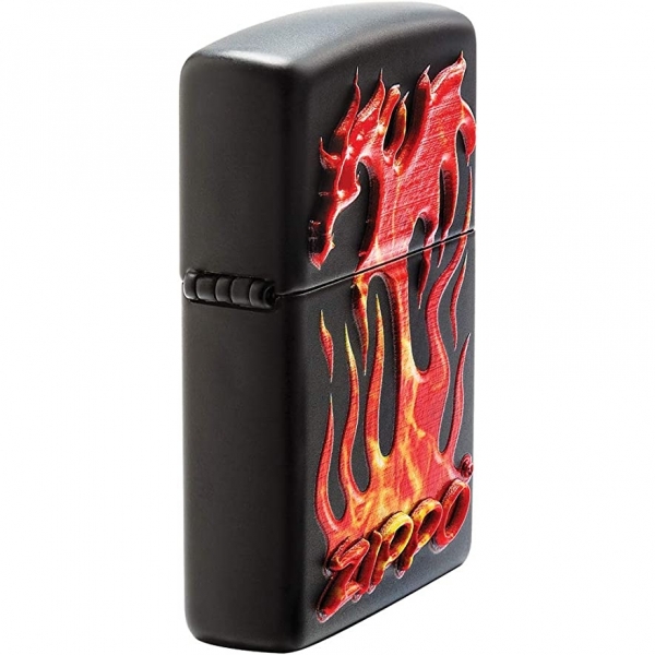 Zippo Siyah Mat Alevli Dragon akmak