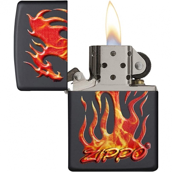 Zippo Siyah Mat Alevli Dragon akmak