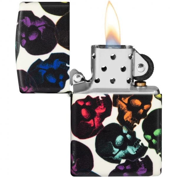 Zippo Skulls Design Renkli Glow akmak