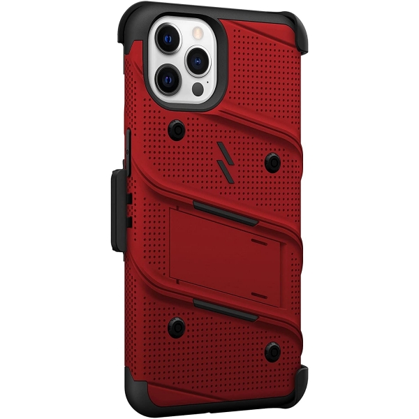 Zizo Apple iPhone 13 Pro Max Bolt Serisi Klf (MIL-STD-810G)-Red/Black