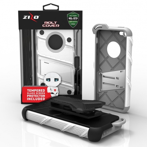 Zizo iPhone 5S / SE / 5C Bolt Serisi Klf (Mil-STD-810G)-White Gray