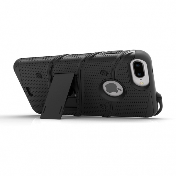 Zizo iPhone 7 Plus Bolt Series Kemer Klipsli Klf ve Ekran Koruyucu (MIL-STD-810G)-Black