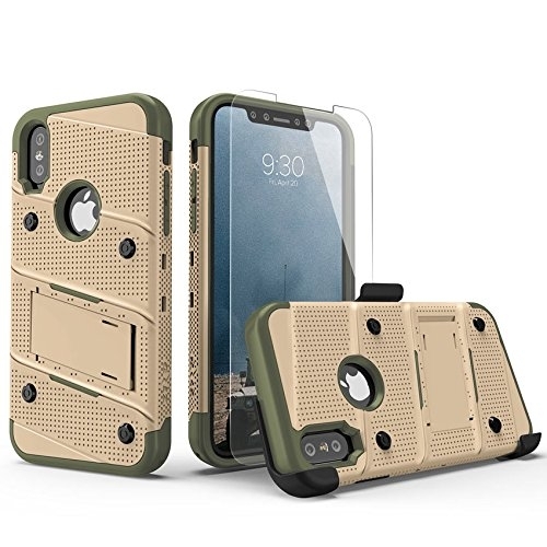 Zizo Apple iPhone X Bolt Serisi Kemer Klipsli Klf - Desert Tan Camo Green