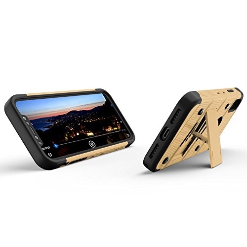 Zizo Apple iPhone XS Bolt Serisi Kemer Klipsli Klf (MIL-STD-810G)-Gold Black