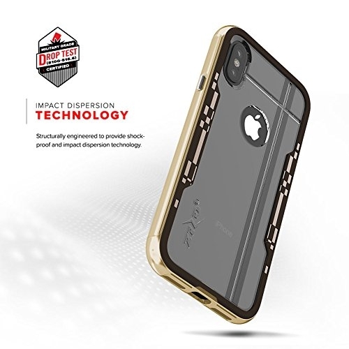 Zizo Apple iPhone X Shock 2.0 Seri Bumper Klf (MIL-STD-810G)-Gold Brown