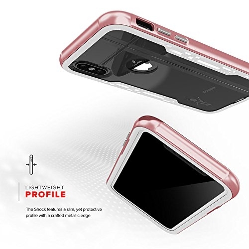 Zizo Apple iPhone X Shock 2.0 Seri Bumper Klf (MIL-STD-810G)-Rose Gold White
