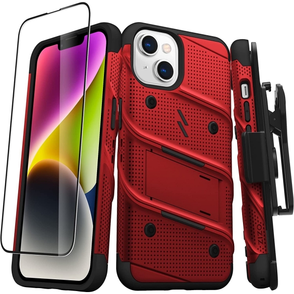 Zizo Bolt Serisi Apple iPhone 15 Plus Klf (MIL-STD-810G)-Red/Black