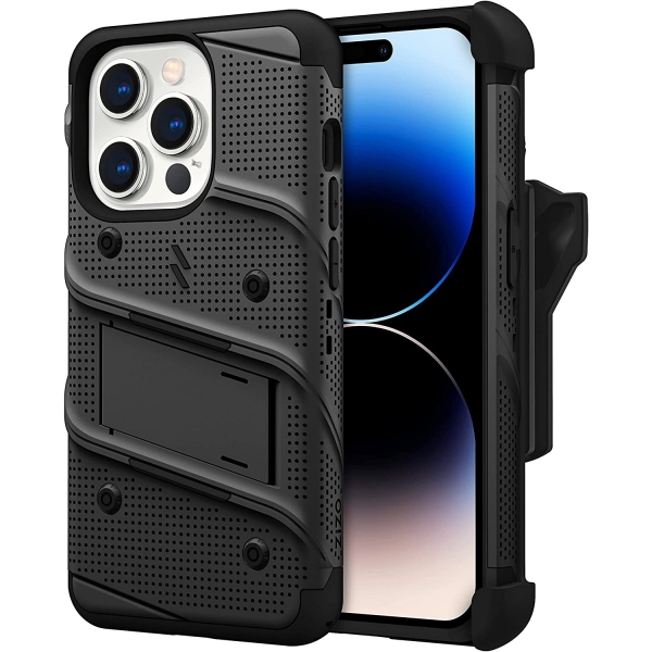 Zizo Bolt Serisi Apple iPhone 14 Pro Max Klf (MIL-STD-810G)-Black/Black