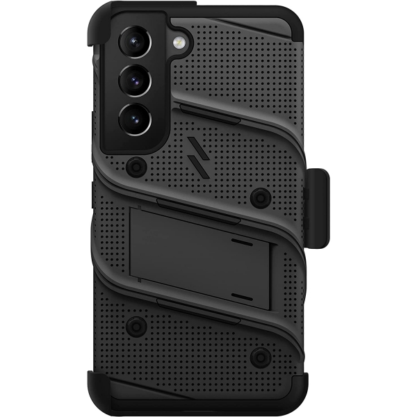 Zizo Bolt Serisi Samsung Galaxy S22 Klf (MIL-STD-810G)-Black/Black