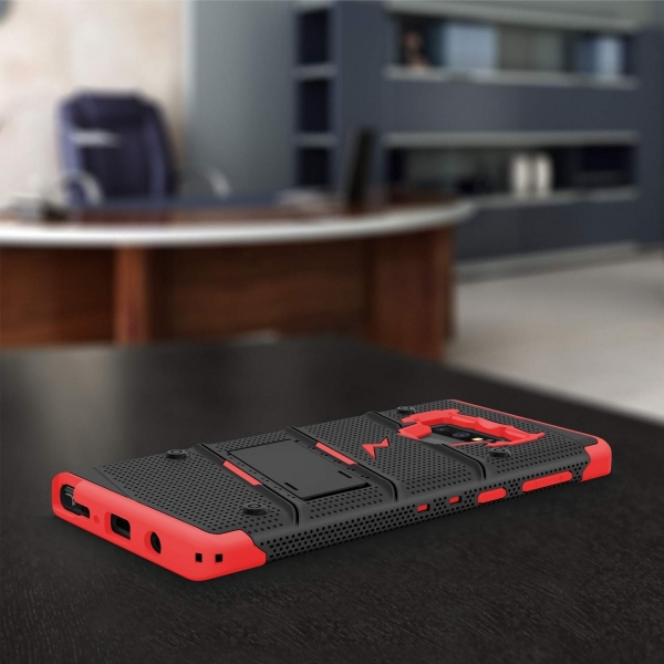 Zizo Galaxy Note 9 Bolt Serisi Klf (MIL-STD-810G)-Black Red