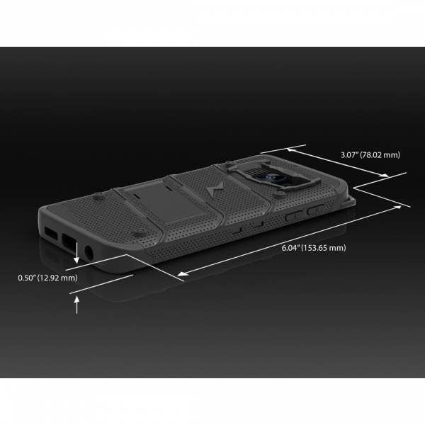 Zizo Galaxy S7 Edge Bolt Series Kemer Klipsli Klf ve Ekran Koruyucu (MIL-STD-810G)-Black