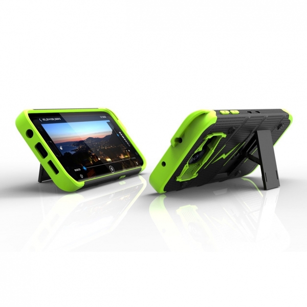 Zizo Galaxy S7 Edge Bolt Series Kemer Klipsli Klf ve Ekran Koruyucu (MIL-STD-810G)-Black Neon Green