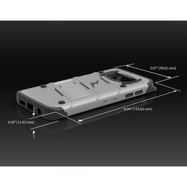 Zizo Galaxy S7 Edge Bolt Series Kemer Klipsli Klf ve Ekran Koruyucu (MIL-STD-810G)-Gray Black