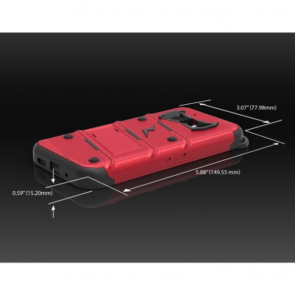 Zizo HTC 10 Bolt Seri Kickstand Kemer Klipsli Klf (MIL-STD-810G)- Red Black