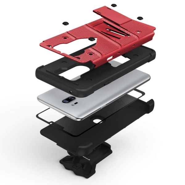 Zizo LG G7 ThinQ BOLT Serisi Klf (MIL-STD-810G)-Red
