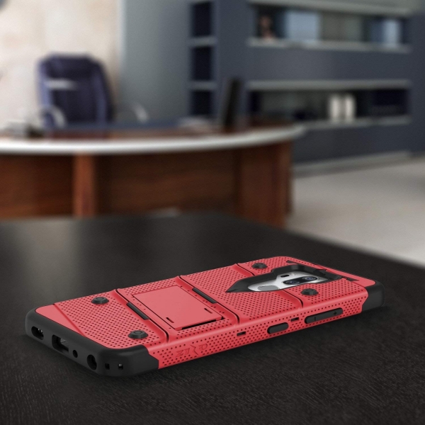Zizo LG G7 ThinQ BOLT Serisi Klf (MIL-STD-810G)-Red