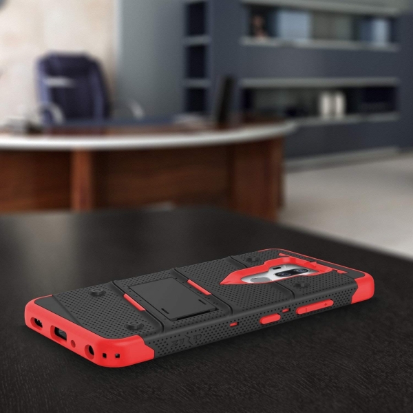 Zizo LG G7 ThinQ BOLT Serisi Klf (MIL-STD-810G)-Black Red