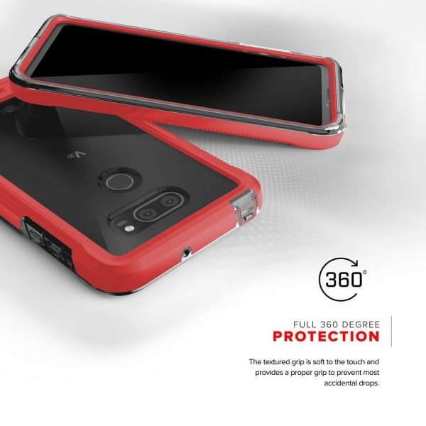 Zizo LG V30 ION Serisi effaf Klf (MIL-STD-810G)-Red