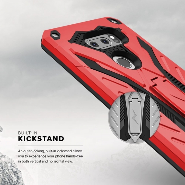 Zizo LG V30 Static Seri Kickstand Klf (MIL-STD-810G)-Red