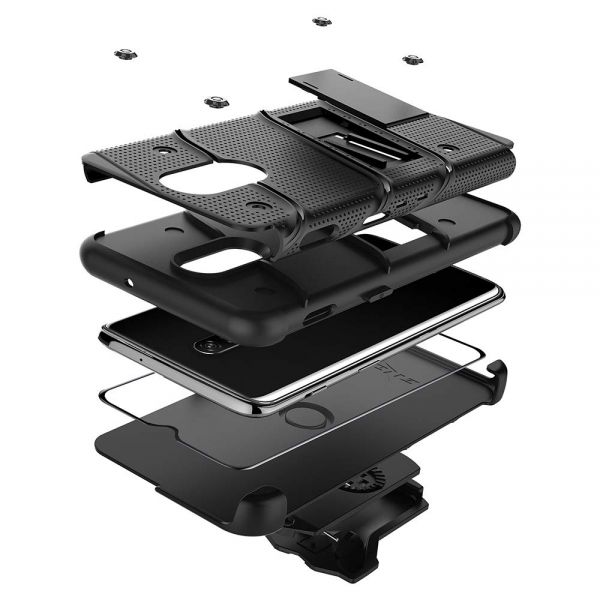 Zizo OnePlus 6T Bolt Serisi Klf (MIL-STD-810G)-Black