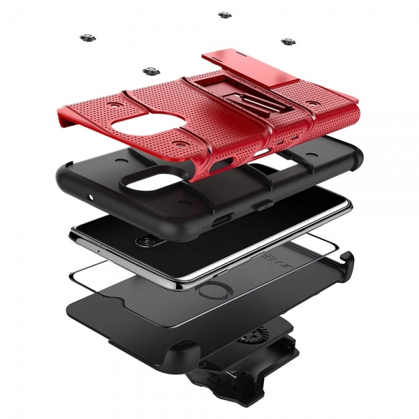 Zizo OnePlus 6T Bolt Serisi Klf (MIL-STD-810G)-Red