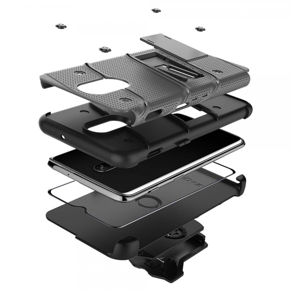 Zizo OnePlus 6T Bolt Serisi Klf (MIL-STD-810G)-Grey