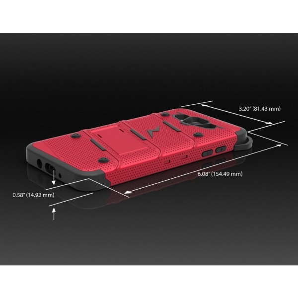 Zizo Samsung Galaxy J7 Bolt Serisi Kickstand Klf (MIL-STD-810G)- Red Black