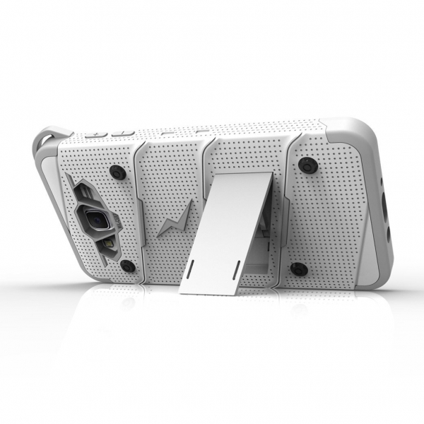 Zizo Samsung Galaxy J7 Bolt Serisi Kickstand Klf (MIL-STD-810G)-White Gray