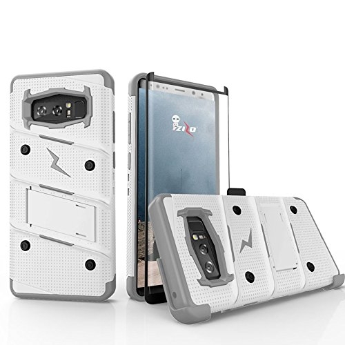 Zizo Samsung Galaxy Note 8 Bolt Serisi Kickstand Klf (MIL-STD-810G)-White Gray