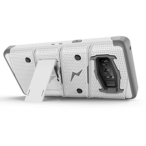 Zizo Samsung Galaxy Note 8 Bolt Serisi Kickstand Klf (MIL-STD-810G)-White Gray