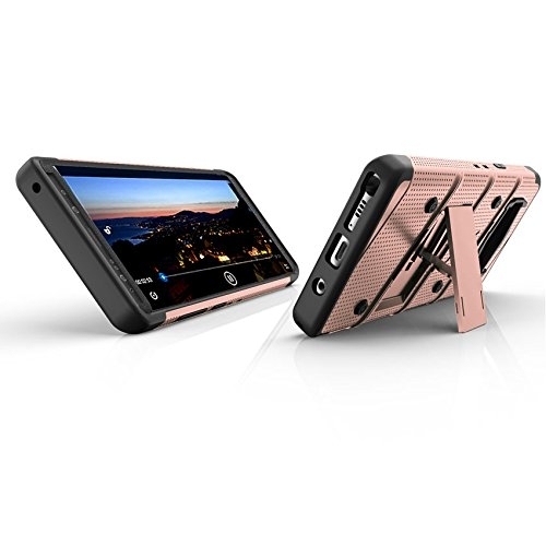 Zizo Samsung Galaxy Note 8 Bolt Serisi Kickstand Klf (MIL-STD-810G)-Rose Gold -Black